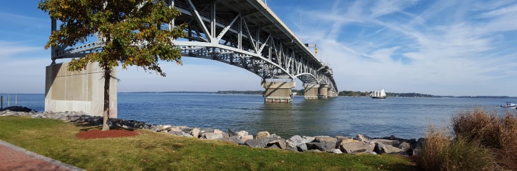 The Coleman Bridge over the James River at Yorktown.